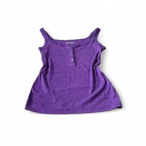 Vintage Old Navy Dark Purple V-Neck Henley Tank Size Medium